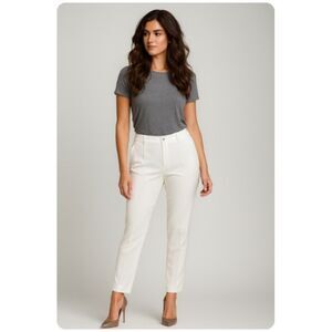 T.ba Pants NWT Trousers White Pleated Pantalon Dress Slacks Womens Size 42 US L